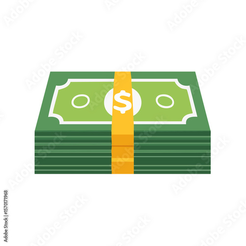 Stack of Green Paper Money Secured with Band Symbolizing Wealth and Financial Security