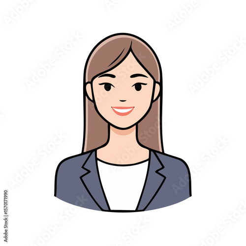 Business Woman Avatar Illustration Smiling Professional Person in Suit