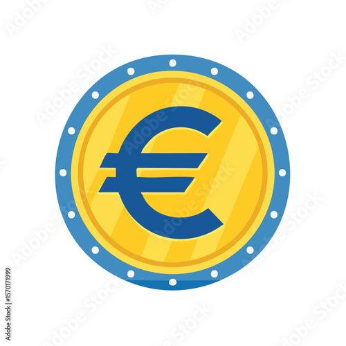 Shiny euro coin icon vector illustration for finance banking and currency concepts