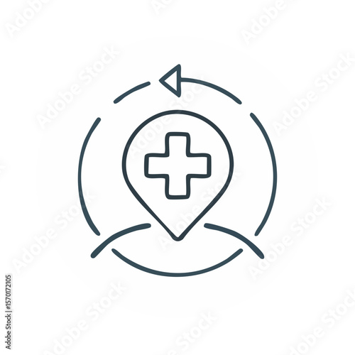 Healthcare location marker illustration emergency access point and service network in modern style for medical needs and assistance navigation