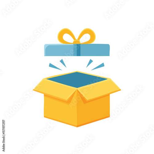 Festive Gift Box Opening with Magic Lights Surprise Celebration Present Unveiling Special Delivery