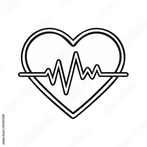 Heartbeat Pulse Icon Minimalist Line Art Healthy Heart Monitoring Medical Symbol