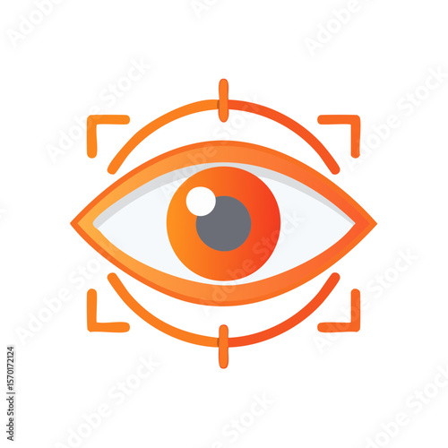 Eye illustration symbol for identity surveillance vision and biometric recognition security abstract graphic element