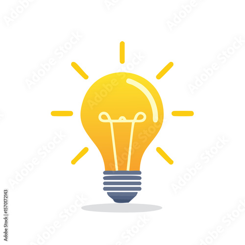 Glowing yellow light bulb emitting light on black background depicting idea generation and creative solutions