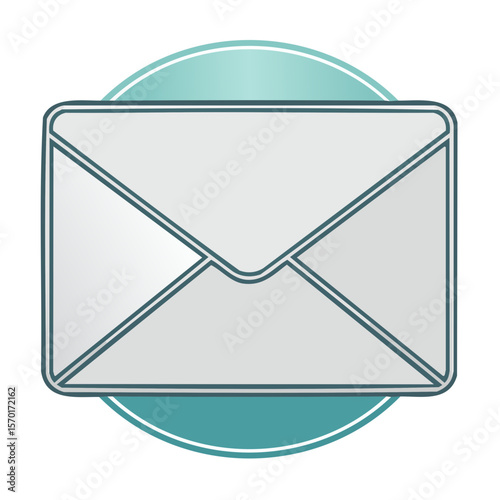 Envelope icon with teal backdrop vector illustration. Communication symbol for email newsletter and digital messaging concept.