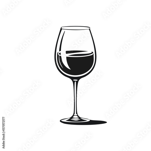 Elegant wine glass illustration on black background minimal drinking object