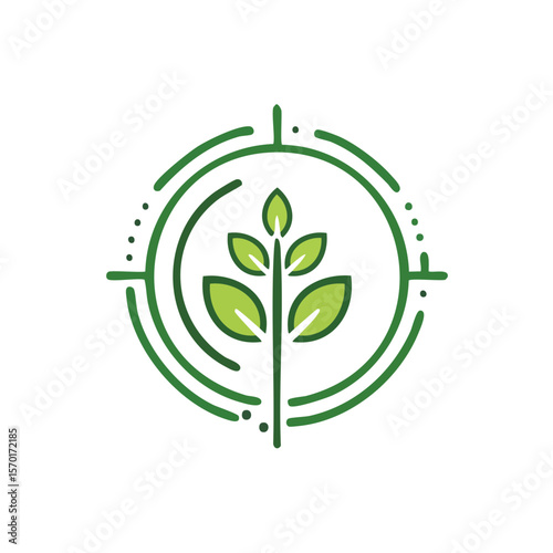Green Plant Target Icon Concept for Eco-Friendly Solutions and Sustainable Growth Initiatives Minimalistic Green Circle Illustration