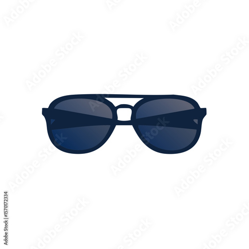 Illustration of dark blue aviator sunglasses against a black background