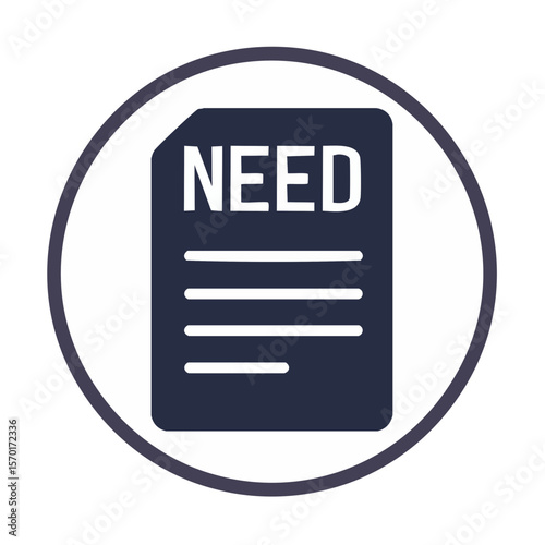 Document depicting urgent Need within a button design for projects tasks request and business solutions