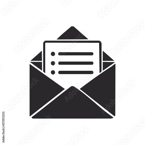 Envelope with letter list icon communication design email inbox and message notification for online marketing