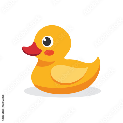 Adorable yellow rubber duck with red beak for bath time fun illustration