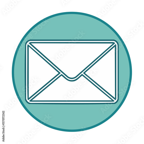 Envelope icon for email message notification delivery in flat design teal circle contact us communication inbox