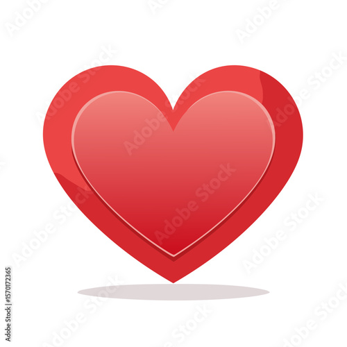Shiny red heart symbol graphic for romance love Valentines affection feelings