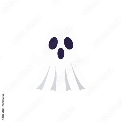 Cute Ghost Character Isolated on Black Background Spooky Apparition Cartoon Halloween Theme