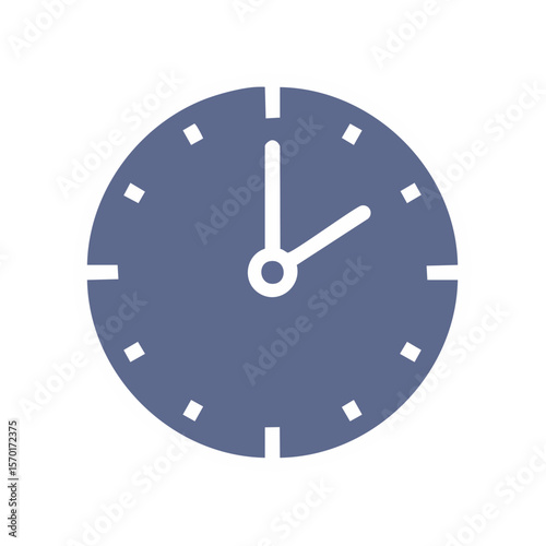 Icon of an analog clock shows the hour and minute hands with a minimalist design on a black background.