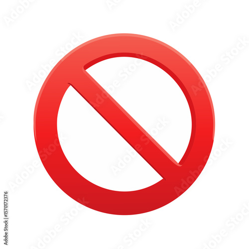Prohibition Icon Red Circle with Slash Indicating Restriction or Warning Graphic Element Round Forbidden Symbol