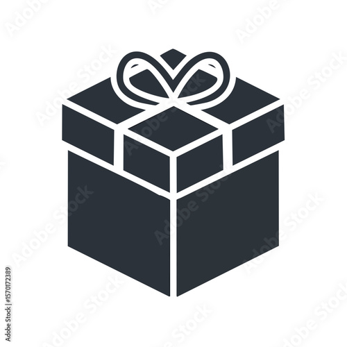 Stylized Dark Gift Box with Ribbon Bow Presents Celebration Holiday Occasion