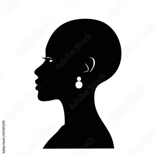 Minimalist portrait concept abstract face silhouette in black and white creative drawing style artistic symbol