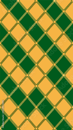 Colorful geometric pattern featuring a diamond design with green and yellow tones created through diagonal lines and shapes