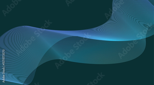 Abstract Wave Background Blue Cyan Color Stylized Lines Art Vector Illustration