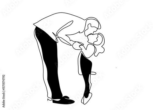 Stylized one-line graphic portraying a heartfelt kiss between two individuals. This versatile illustration can be used for themes related to love, human connection, or modern artistic expressio
