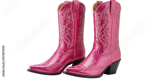 Pink Cowboy Boots Sparkling with Glitter Glamour Style