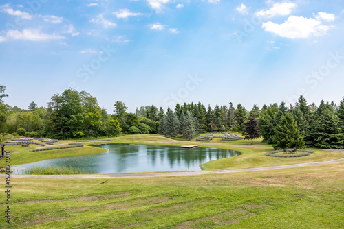 A serene lavender farm in southern Ontario near Ajax, showcasing lush greenery and tranquil beauty.