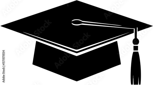 Graduation Hat Silhouette – Black Vector for Education, Success, and Achievement