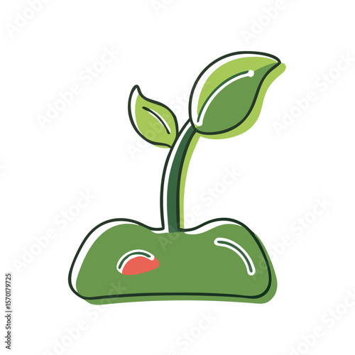 Whimsical sprouting seed in hand drawn style: playful nature growth with elements for eco-friendly design