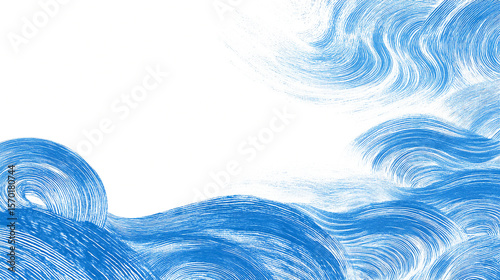 筆跡で描くブルーの渦巻き波の背景素材

