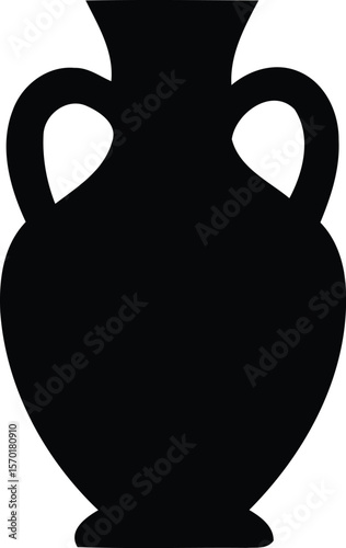 Greek amphora pottery. Antique ancient clay jar vase with handle vector illustration editable silhouette. Hollow ware vase vector silhouette png