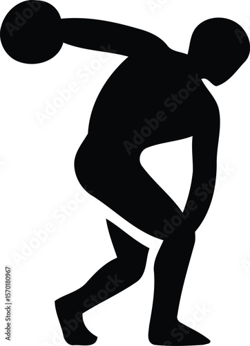 Ancient greece Olympics athlete symbol, thrower icon editable vector illustration 