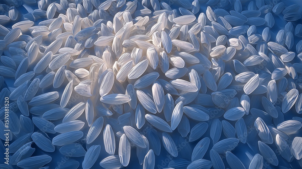 Fototapeta premium Imagen de arroz crudo, producción del arroz en diferentes países asiáticos.