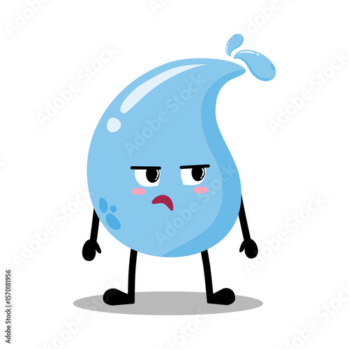 Cute Hand Drawn bored White  water Drop Don't Know What To Do