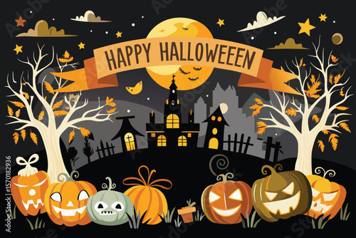 halloween background with pumpkins