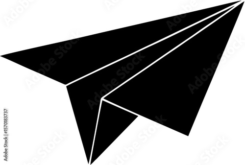 Paper Plane Silhouette – Black Vector for Message, Creativity, and Travel Concepts