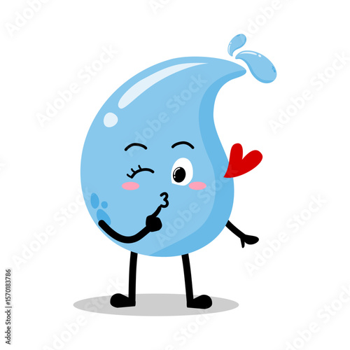 Cute Hand Drawn Flirty Water Drop Blowing A Kiss