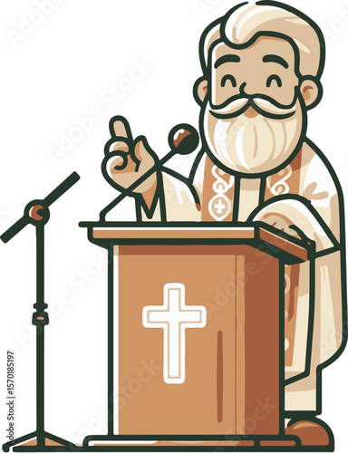 Vector illustration sketch design of religious leader giving a sermon about goodness