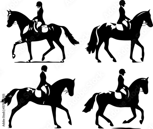 vector illustration sketch silhouette design of horse jockey for horse racing diving competition