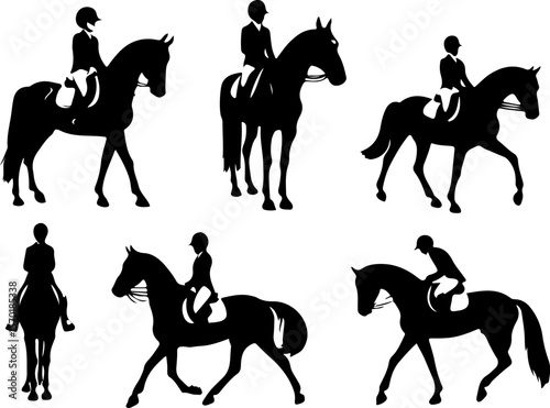 vector illustration sketch silhouette design of horse jockey for horse racing diving competition