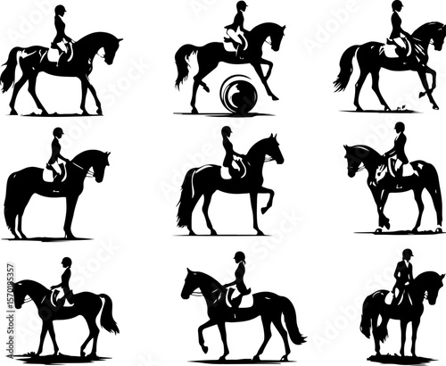 vector illustration sketch silhouette design of horse jockey for horse racing diving competition