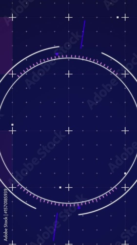 Animation of circles over plus symbols and squares against grid pattern in background