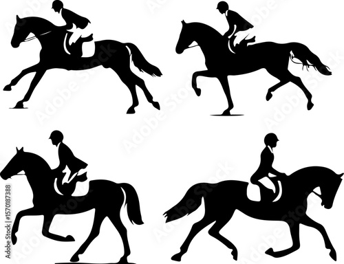 silhouette vector sketch illustration design jockey horse rider competition race horse racing