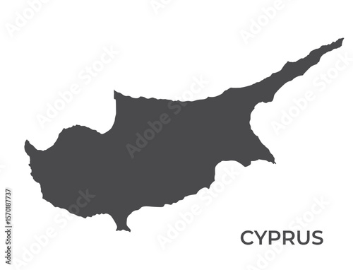 Cyprus silhouette map. High detailed isolated geographic template of island country