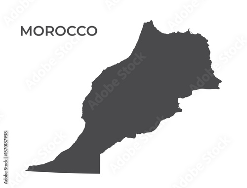 Morocco silhouette map. Isolated vector template image of North African country in simple style