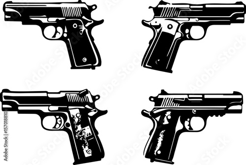 silhouette vector sketch of gun weapon image for shooting