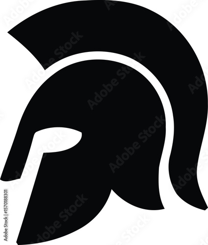 Historical design antique Greek, Roman, Spartan, Trojan battle helmet vector illustration editable icon silhouette.  