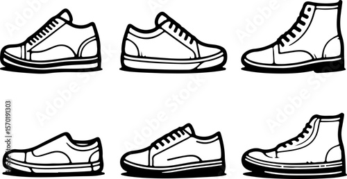 silhouette sketch vector illustration collection of shoe images for men's fashion