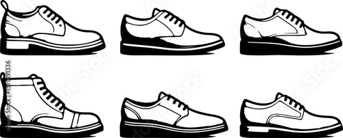 silhouette sketch vector illustration collection of shoe images for men's fashion