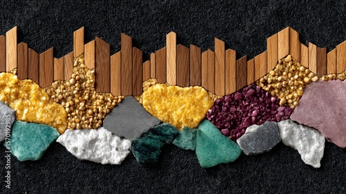 Abstract Cityscape in Stone and Wood